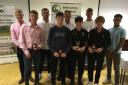 Under-14, Under-15 and Under-17 award winners are joined by 1st XI players (back row, from left): Andy Rishton, Dan Lincoln and Euan Woods, along with Adam Searle, winner of the David Burden Shield, awarded for his outstanding contribution to Berkshire