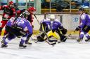Bracknell Bees (purple) lost 2-1 to Swindon Wildcats in overtime    Pictures by Kevin Slyfield