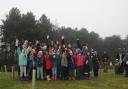 School children gather at Jennett's park to plant trees for environmental initiative