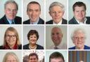 The 11 councillors who will be retiring, with Dale Birch bidding them farwell, bottom right. Credit: Bracknell Forest Council / YouTube