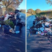 The pile of fly-tipped waste on Wellers Lane in Warfield