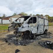 Thieves set fire to stolen van in attempt to evade police