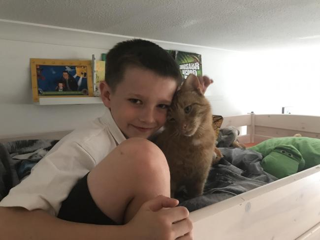 Aaron reunites with his cat Monty