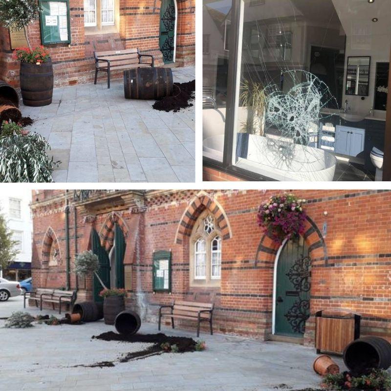 Wokingham Town Vandals Gang Destroy Planters And Smash Glass In