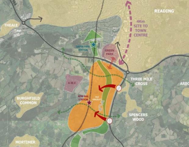 Bracknell News: The site in Grazeley had been earmarked for 15,000 homes, with access to the A33 and a new train station on the Reading to Basingstoke line.