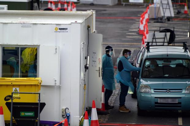 Bracknell News: Covid Testing site in the car park of County Hall, West Bridgford, Nottingham, during England's third national lockdown to curb the spread of coronavirus. Picture date: Monday January 18, 2021. PA Photo. See PA story HEALTH Coronavirus. Photo credit shou