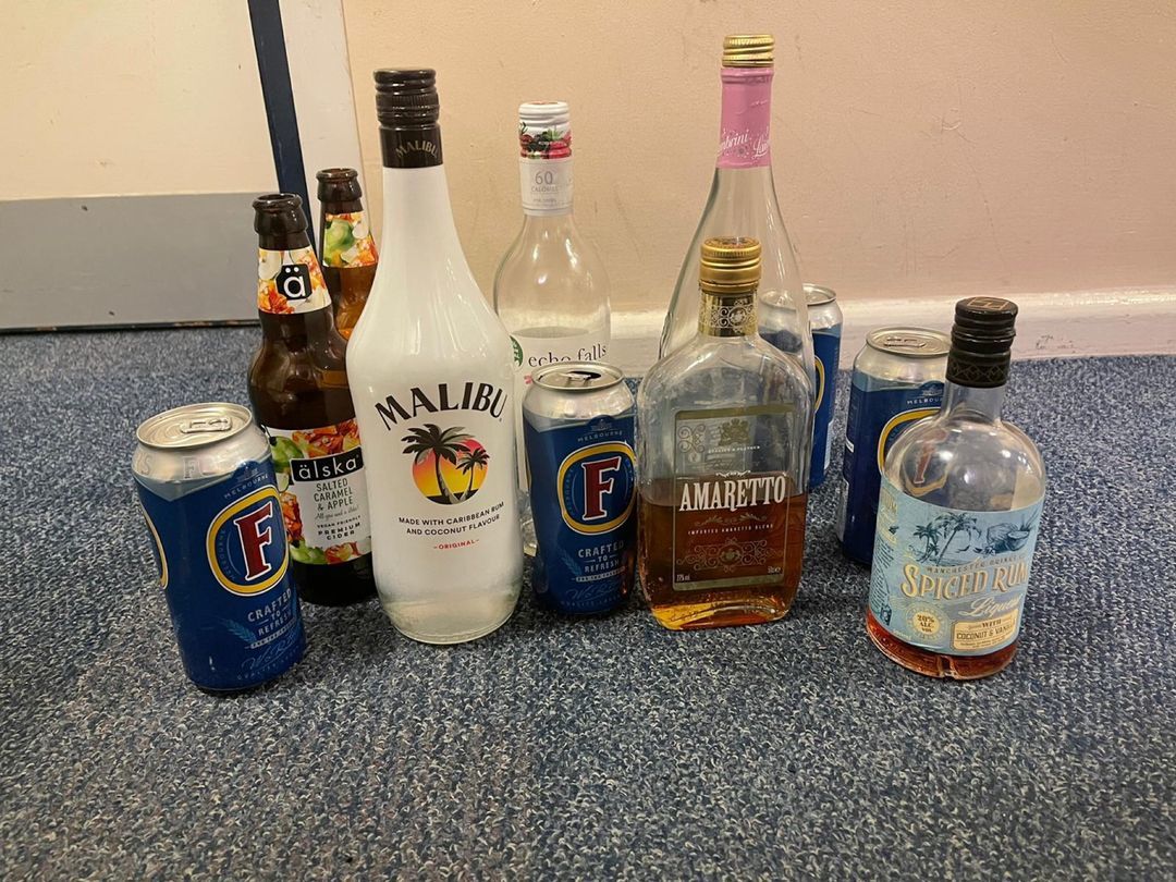 Drinks seized from youth at Great Holland Recreation Ground. TVP pic
