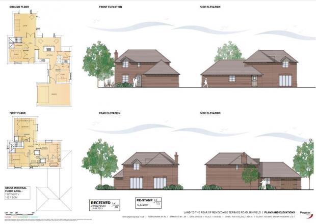 Bracknell News: Designs for a what the three bedroom 'coach house' at Rendcombe in Binfield would have looked like if built. Credit: Pegasus Group