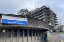 Repairs to Wycombe Hospital's tower have been completed, although it is still covered in