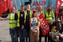 ASLEF union members during the train strike in Reading
