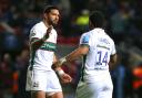London Irish's Curtis Rona (left) shakes hands with Waisake Naholo at full time during the Gallagher Premiership at Ashton Gate, Bristol. PA Photo. Picture date: Sunday December 1, 2019. See PA story RUGBYU Bristol. Photo credit should read: Mark