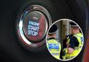 Stock image of keyless car. Inset: library image of police
