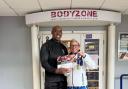 Carrie Annis with Bodyzone gym owner Sid Bourne.