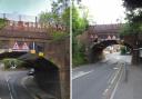 (Left) The Happy Christmas Bridge photographed in 2009 and (right) the message, much more faded, in 2022