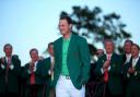 A smiling Danny Willett dons the Green Jacket after winning last year's Masters. Picture: David Cannon/Getty Images.