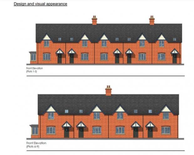 Bracknell News: Plans for the nine terraced homes on the Binfield House site. Credit: Beechcroft Developments Ltd