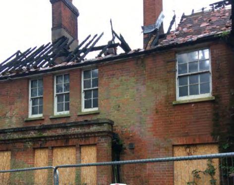 Bracknell News: The ruins of Winkfield Manor following a fire.  Credit BHP Harwood Architects