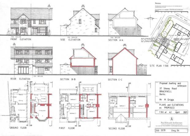 Bracknell News: Proposed elevations for the additional house at 37 Stoney Road, Bracknell.  Credit: Paul Edwards Architecture