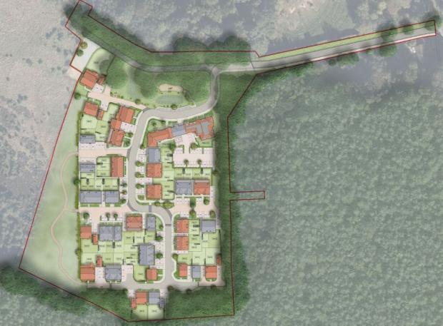 Bracknell News: An overhead masterplan of the 68 home plan at Beaufort Park. Credit: Taylor Wimpey