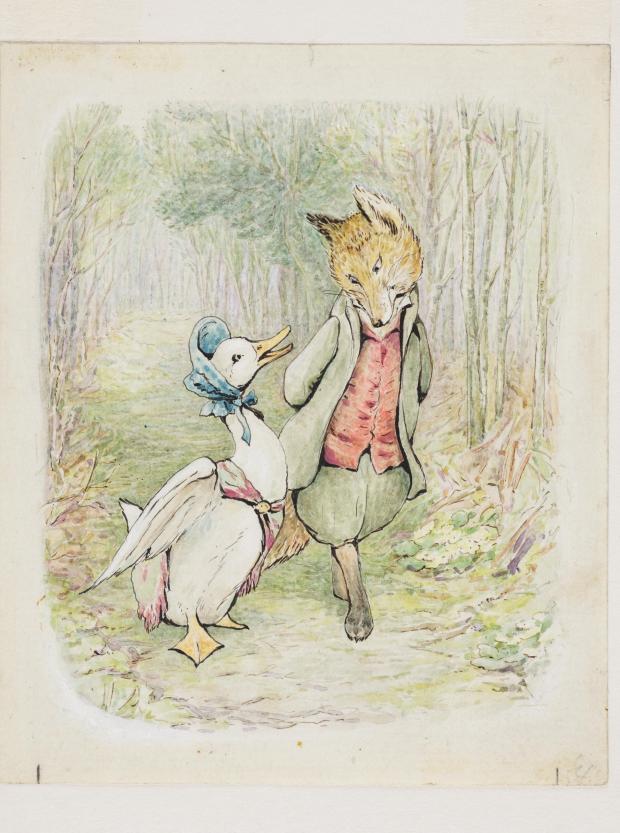 Bracknell News: A Beatrix Potter watercolour and ink on paper illustration, The Tale of Jemima Puddle-Duck artwork, dated 1908, which will be on show at the Beatrix Potter: Drawn to Nature at the Victoria and Albert Museum, London, February 12, 2022 – January 8, 2023. Undated handout via PA.
