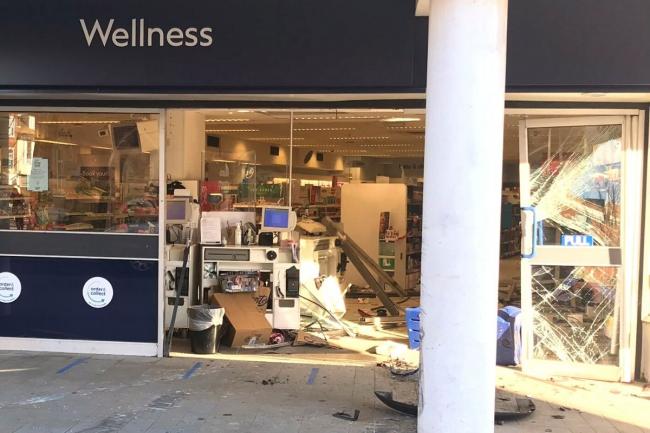 A Boots store in Market Place, Wokingham after a ram-raid on Friday