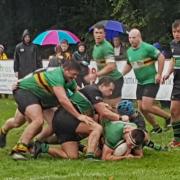 Bracknell (green) were edged out 18-17 by Drybrook  Pictures by Jayne Whitelegg