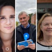 Wescott East ward candidates Ellie Crabb (Labour), Mike Townend (Conservatives) and Jane Ainslie