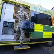 Military co-responder Lt. Corydon Morrell at the NHS South Central Ambulance Service Bracknell Ambulance Station in Berkshire, where the military personnel are being used to supplement the NHS during staffing shortages resulting from increased isolation