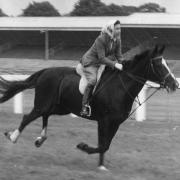 June 16, 1960: Queen Elizabeth II riding at Ascot Racecourse before the opening of the third day of the Royal Ascot meeting, when she took part in an unofficial 'race' and finished fourth to other members of her party of seven. Horses, like dogs,