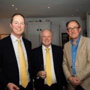 Richard Foord, Liberal Democrat MP for Tiverton and Honiton, with Councillor Clive Jones, Lib Dem candidate for Wokingham, and a party member