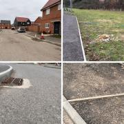The poor road surfacing, landscaping and trip hazards at the development in Wokingham Borough. Credit: Councillor Rebecca Margetts