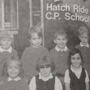Posing for a picture in their first month at Hatch Ride Primary School
