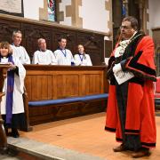 Bracknell Forest Council Mayor councillor Ankur Shiv Bhandari speaks at the first dual faith Mayor\'s Civic Service at St Michael and St Mary Magdalene Church in Easthampstead. Credit: Bracknell Forest Council