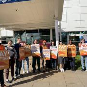Junior doctors on strike outside Royal Berkshire Hospital on Tuesday, April 11