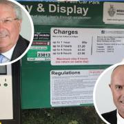 Keith Baker (top right) and Paul Fishwick are at odds over the Wokingham parking charges increase