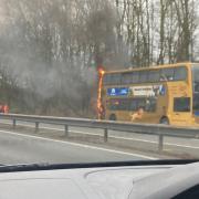 Bus fire on A329 brings road to a standstill