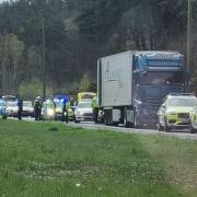Police holding traffic on A322 Bracknell Road