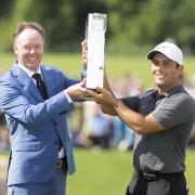 Francesco Molinari receives the trophy  Pictures by Paul Terry