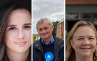 Wescott East ward candidates Ellie Crabb (Labour), Mike Townend (Conservatives) and Jane Ainslie