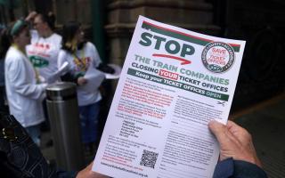 Protests are taking place across the UK over train ticket office closures