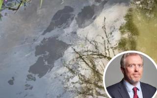 Pollution spotted in The Cut last year. James Sunderland (inset) says it's 'deluded' to say he's happy with sewage in rivers